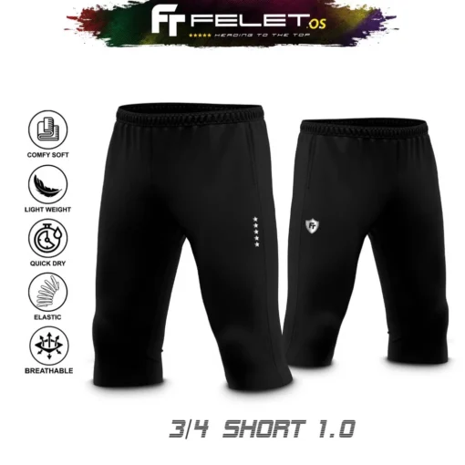 FELET Black 3/4 Slim Short Pants - Image 2